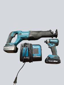 Makita 18V LXT Brushless Power Tool Bundle  XDT13 Impact Driver, XRJ04 Recip Saw, 2 Batteries & Charger  Tested