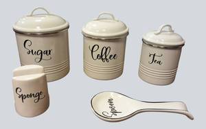 Home Acre Designs Farmhouse Kitchen Canister & Accessory Set  NEW 6 Piece Bundle