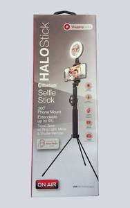 ON AIR Halo Stick Bluetooth Selfie Stick & Tripod with Ring Light  NEW