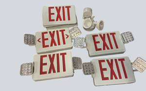 Lot of 6 Emergency Exit Signs & Emergency Lights