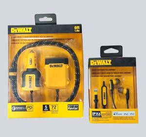 DEWALT Mobile Charger & Lightning Earbuds Bundle  New in Package