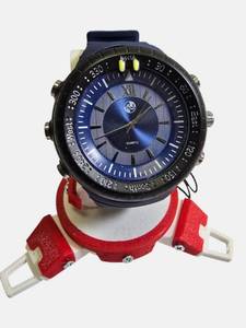 AJ Mens Black & Blue Sport Watch w Display Box  Oversized Designer Style  Retail $319