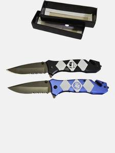 Wartech Power Rangers Folding Knife Set  Black & Blue Ranger Edition  New