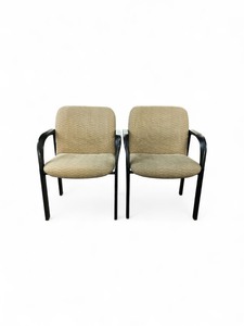 GUEST CHAIR WITH ARMS, TAUPE FABRIC UPHOLSTERY