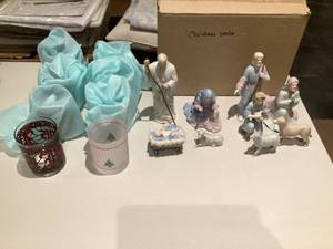 Ceramic Nativity Set & Christmas Votives