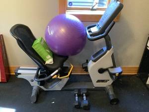 Exercise Bike, Ball & Dumbells