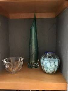 Heavy Glass Vases & Bowl