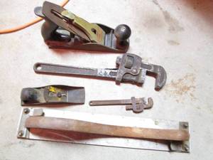 Manual hand planers and pipe wrench...