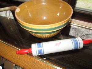 Red Wing Stoneware bowl and rolling...