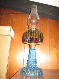 Vintage colored glass oil lamp...