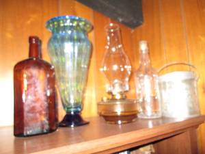 Vintage glass tapered vase, amber b...