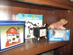 Vintage alarm clock, napkin holder ...