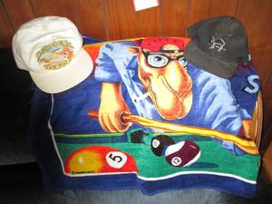 Joe Camel beach towel and ball caps