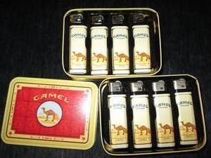 Pair of Camel Joe metal lidded tin ...