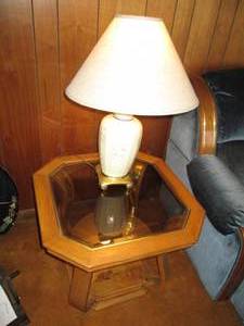 Pair of (2) Light tone wood Octagon...