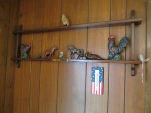 Long Simple wood 2 tier wall shelf ...