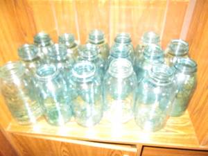 Large collection of Blue 2 quart canning jars