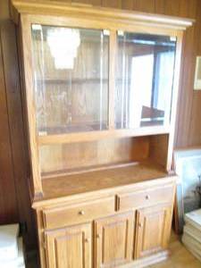 2pc Lighted Wooden China Buffet Dis...