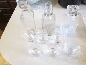 (3) Clear Glass Lidded Decanters, (...