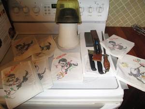 Popcorn air popper, misc knives and...