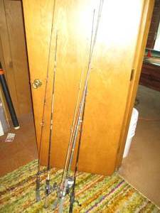 Lot of assorted fishing rods and re...