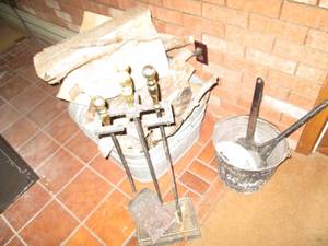 Cast a iron fireplace tools with st...