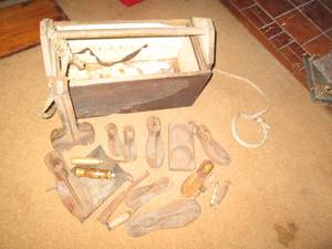 Vintage wood tool box with vintage ...
