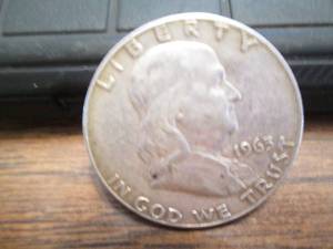 1963 Franklin Half dollar coin...