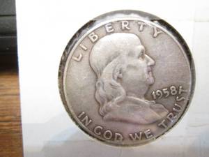 1958 Franklin Half dollar coin...