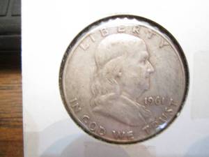 1961 Franklin Half dollar coin...