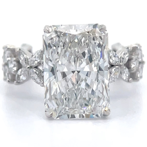 5.09 Carat Diamond Radiant & Marquise Trellis Hidden Halo Ring in White Gold w Report VIDEO