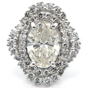 4.10 Carat Diamond Oval Lace Cluster Ring in 14k White Gold VIDEO