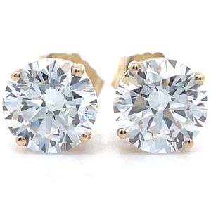 2 Carat Diamond Round Solitaire Stud Earrings in 14k Yellow Gold w Report VIDEO