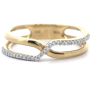 NEW Natural Diamond Modern Open X Stack Ring in Yellow Gold VIDEO
