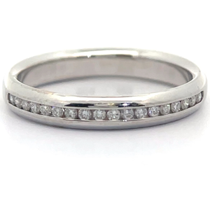 Estate Natural Diamond Channel 14 Eternity Ring in 18k White Gold VIDEO