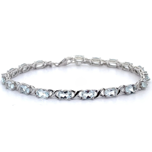7.49 Carat Natural Aquamarine XOXO Hugs & Kisses Bracelet Retail $86 VIDEO