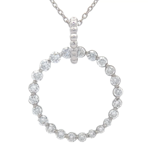 NEW 1.14 Carat Diamond Open Halo Wreath Eternity Circle Drop Pendant Necklace VIDEO