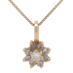 Natural Diamond Flower Cluster Pendant 14k Yellow Gold VIDEO