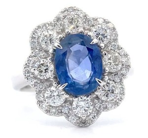 Rare 3.24 Carat Natural No-Heat Burmese Sapphire & Natural Diamond Ring in Platinum w GIA Report $29,995 Retail Tag VIDEO