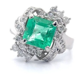 2.93 Carat Natural Colombian Emerald & Natural Diamond Ring in Platinum $7,995 Retail Tag VIDEO