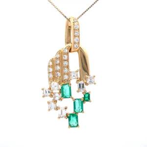 2.62 Carat Natural Emerald & Natural Diamond Pendant in 18K Yellow Gold $6,850 Retail VIDEO