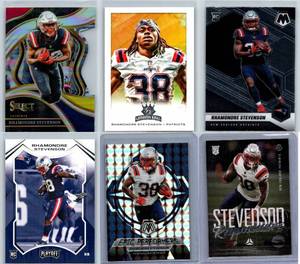 Rhamondre Stevenson Rookies and Inserts - Six Card Lot