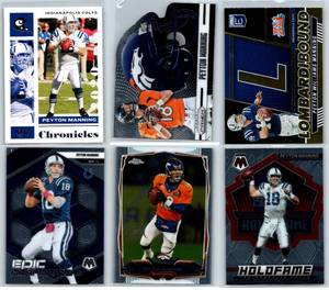 Peyton Mannings Inserts and Base - Seven Card Lot