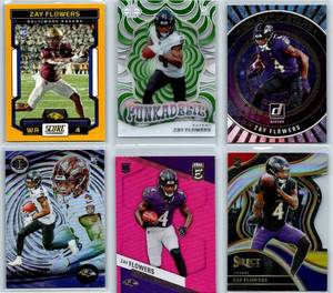Zay Flowers Rookies and Inserts - Five Card Lot