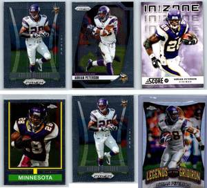 Adrian Peterson Inserts and Base - Six Card Lot