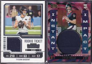 Tyson Bagent and Davis Mills RC Jersey Cards