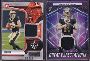 Ian Book and Jake Haener Saints RC Jersey Cards