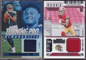 Malik Willis RC and Ricky Pearsall RC Jersey Cards