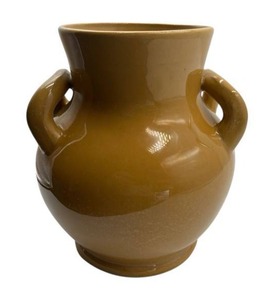 Rare Kentucky Genuine Bybee Honey Gold Crystalline Glaze Handled Vase