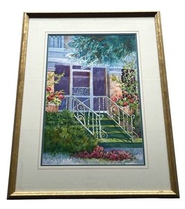 Original Pearl Ziegenhagen The Front Door Framed Watercolor Painting